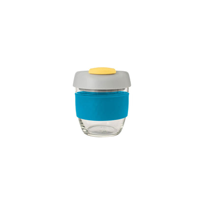 Avanti GoCup Glass Reusable Coffee Cup 236ml - Blue Grey and Yellow