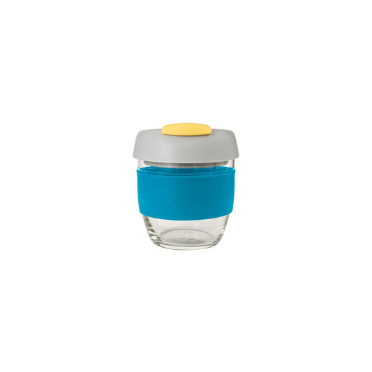 Avanti GoCup Glass Reusable Coffee Cup 236ml - Blue Grey and Yellow