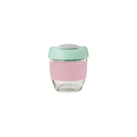 Avanti GoCup Glass Reusable Coffee Cup 236ml - Pink Mint and Grey