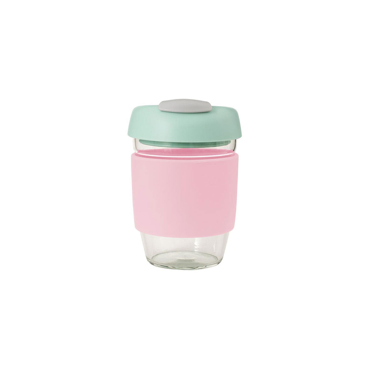 Avanti GoCup Glass Reusable Coffee Cup 355ml - Pink Mint and Grey