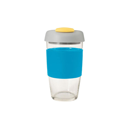 Glass GoCup 473ml Blue, Grey And Yellow