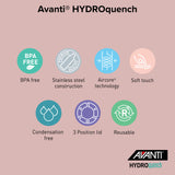Avanti Hydroquench with 2 Lids 1L - Blush
