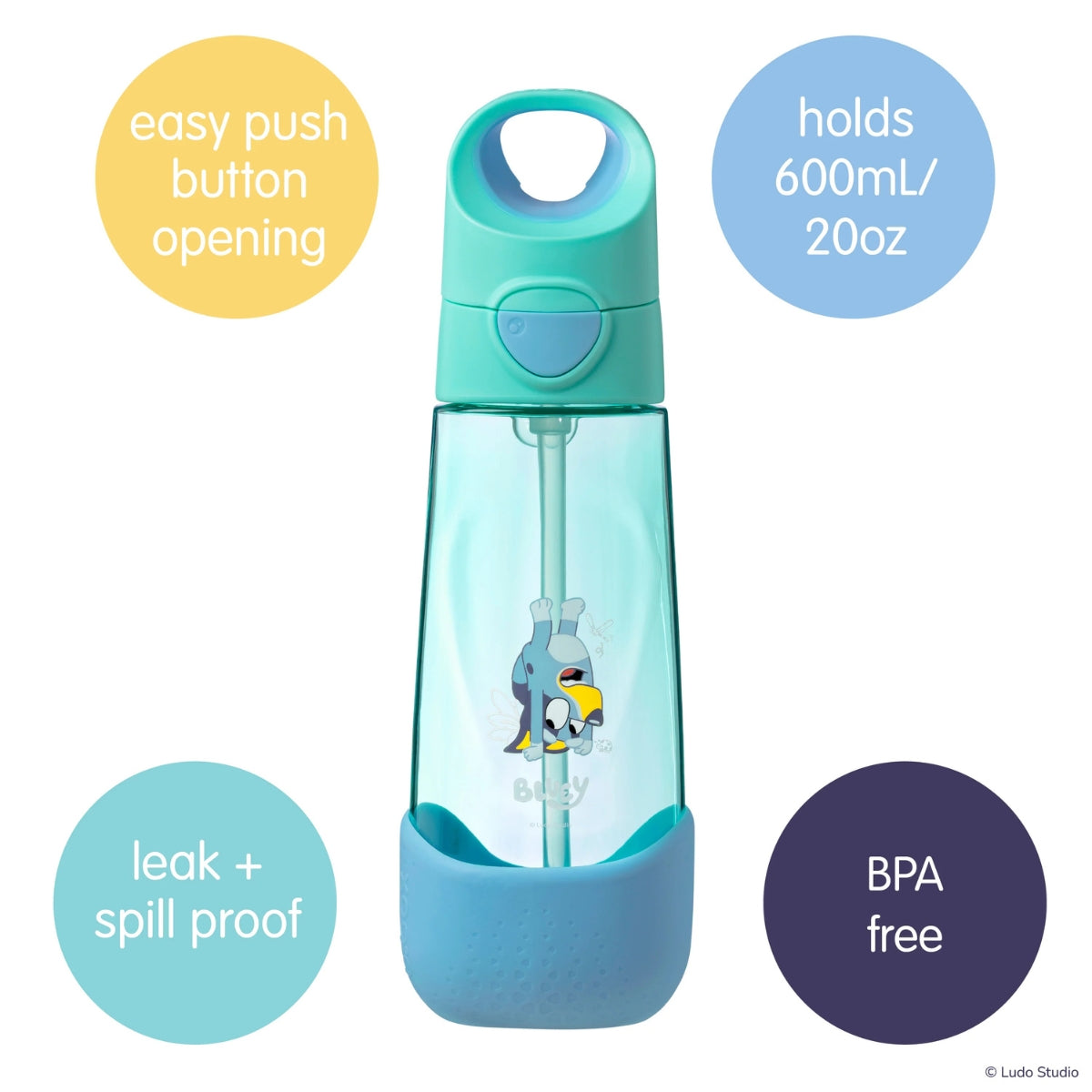 b.box Tritan Drink Bottle 600ml - Bluey Playtime
