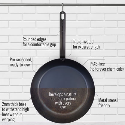 Evolv Pre-Seasoned Carbon Steel Fry Pan 32cm