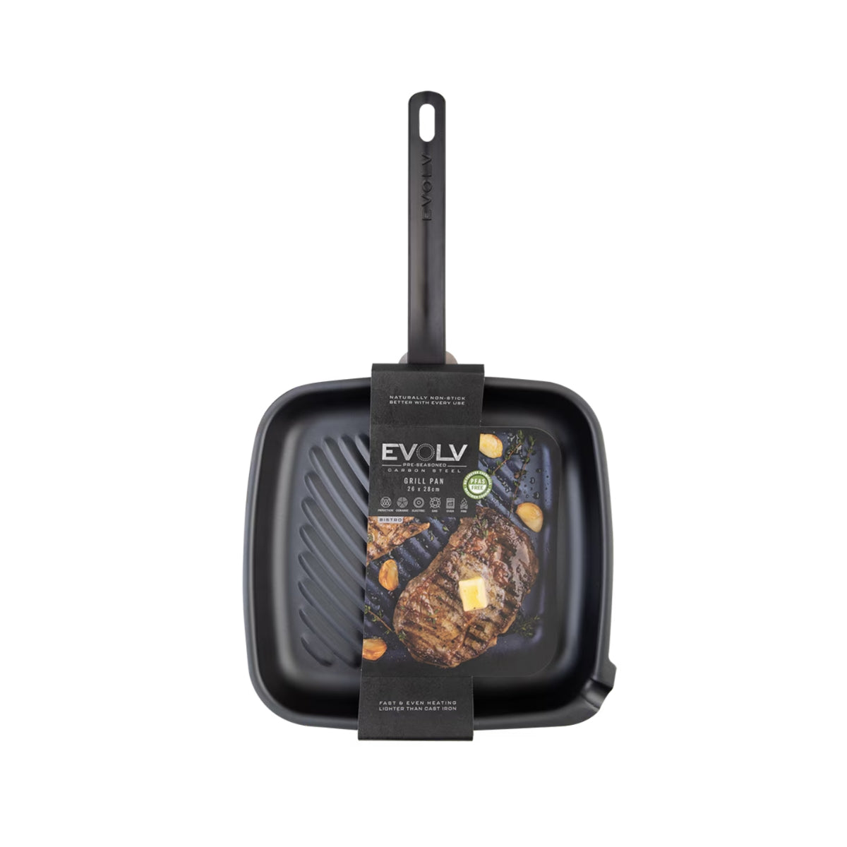 Evolv Pre-Seasoned Carbon Steel Grill Pan 26 x 28cm