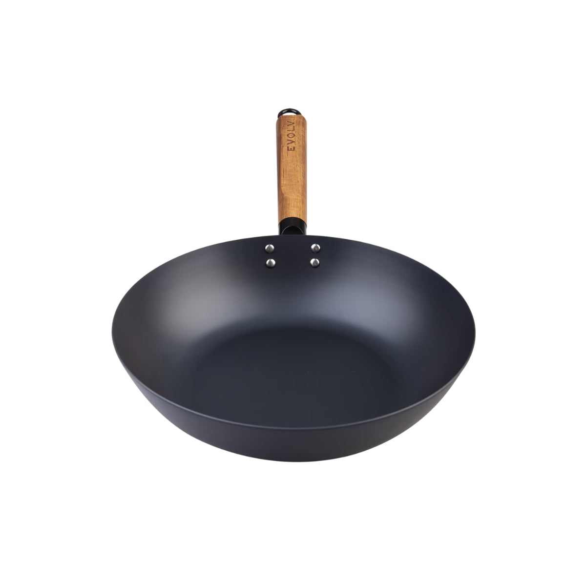 Evolv Pre-Seasoned Carbon Steel Stir Fry Pan 30cm With Acacia Wood Handle