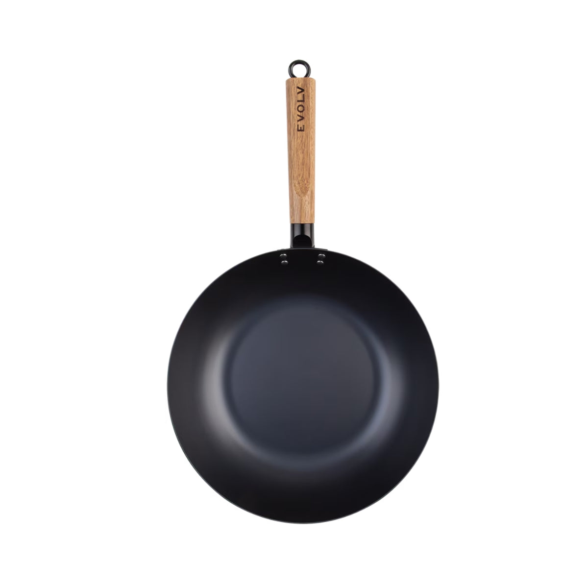 Evolv Pre-Seasoned Carbon Steel Stir Fry Pan 30cm With Acacia Wood Handle