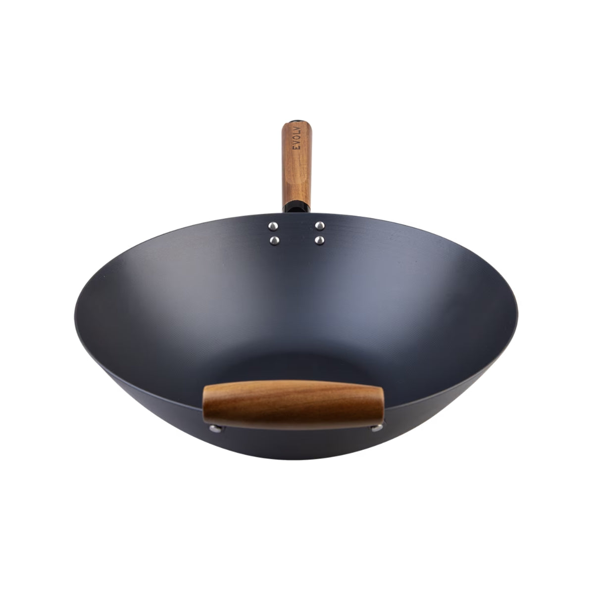 Evolv Pre-Seasoned Carbon Steel Wok 35cm with Acacia Wood Handle