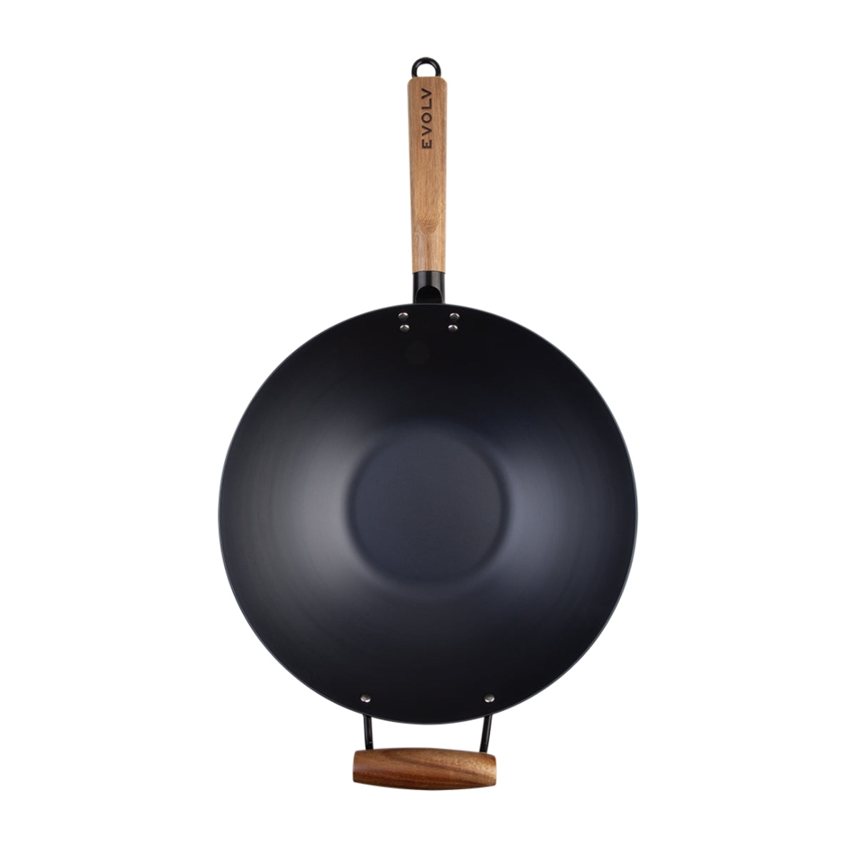 Evolv Pre-Seasoned Carbon Steel Wok 35cm with Acacia Wood Handle