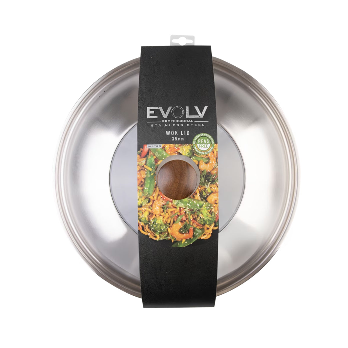 Evolv Stainless Steel Glass Wok Lid 35cm