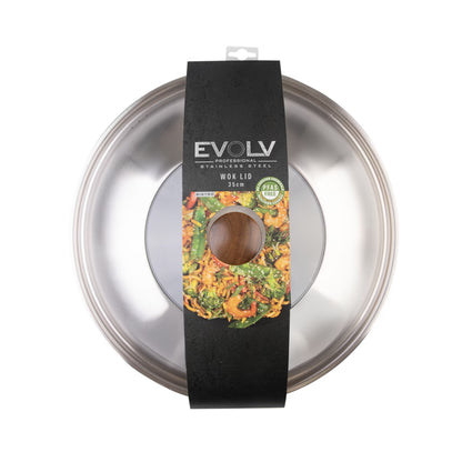 Evolv Stainless Steel Glass Wok Lid 35cm