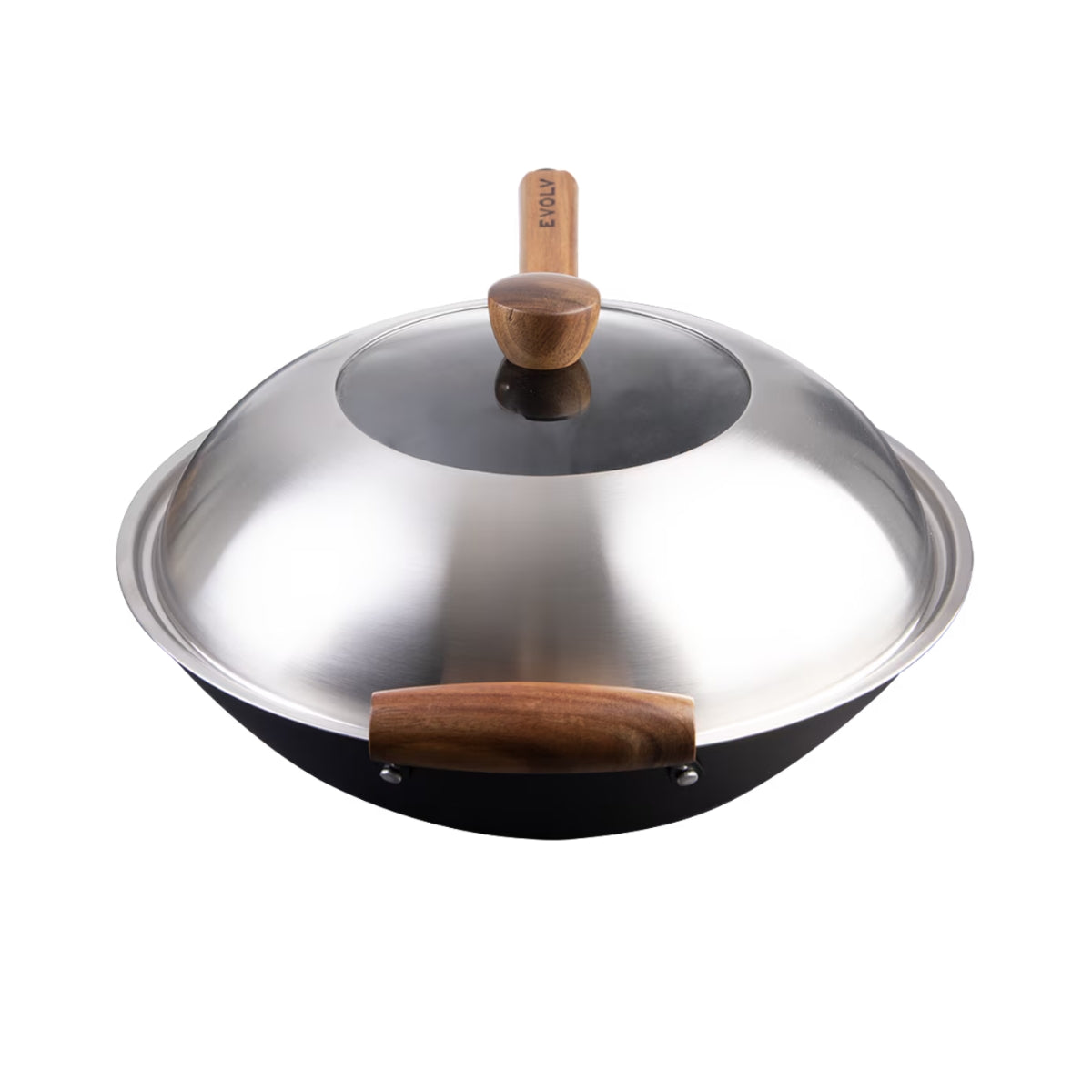 Evolv Stainless Steel Glass Wok Lid 35cm