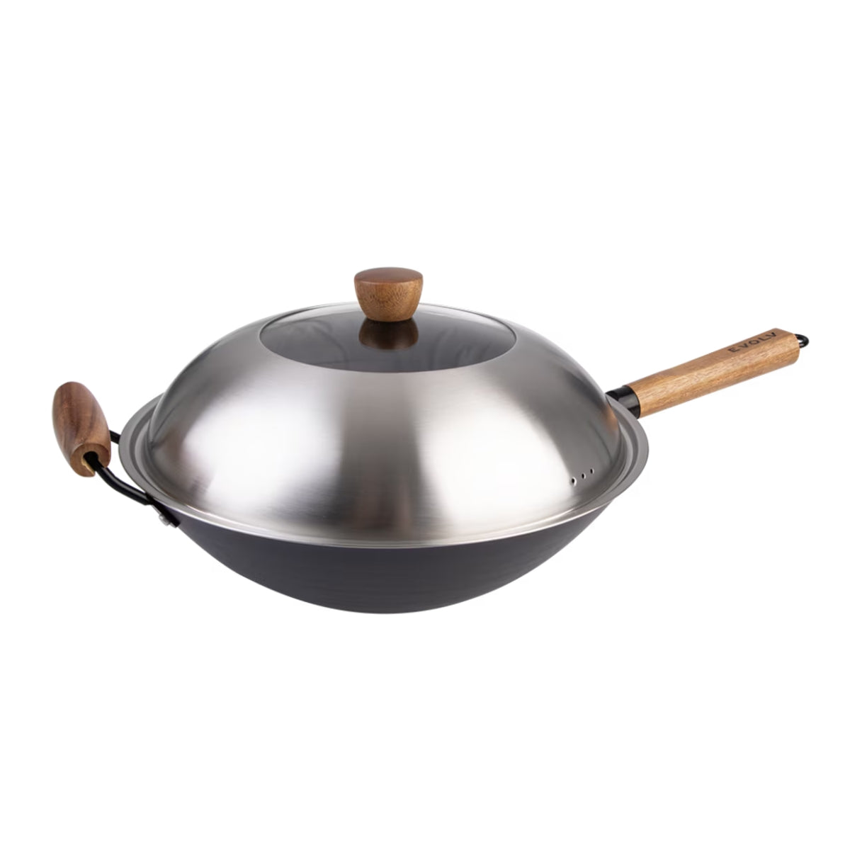 Evolv Stainless Steel Glass Wok Lid 35cm