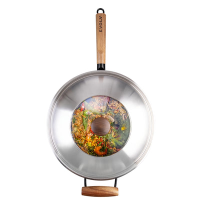 Evolv Stainless Steel Glass Wok Lid 35cm