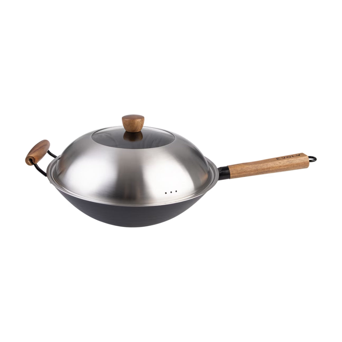 Evolv Stainless Steel Glass Wok Lid 35cm