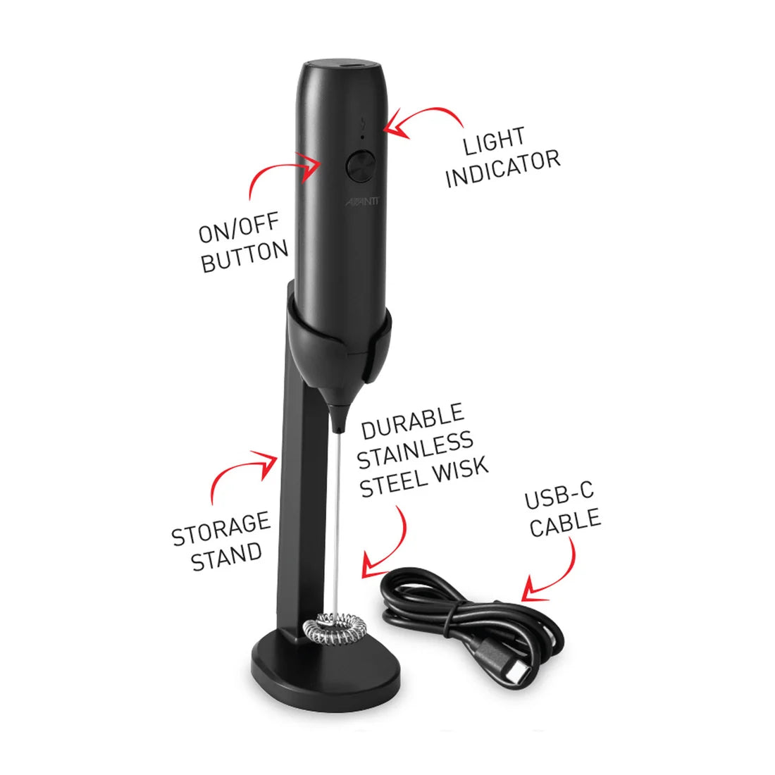Rechargeable Milk Frother With Stand