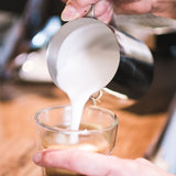 Pouring Frothed Milk out of Avanti Stainless Steel Milk Pitcher