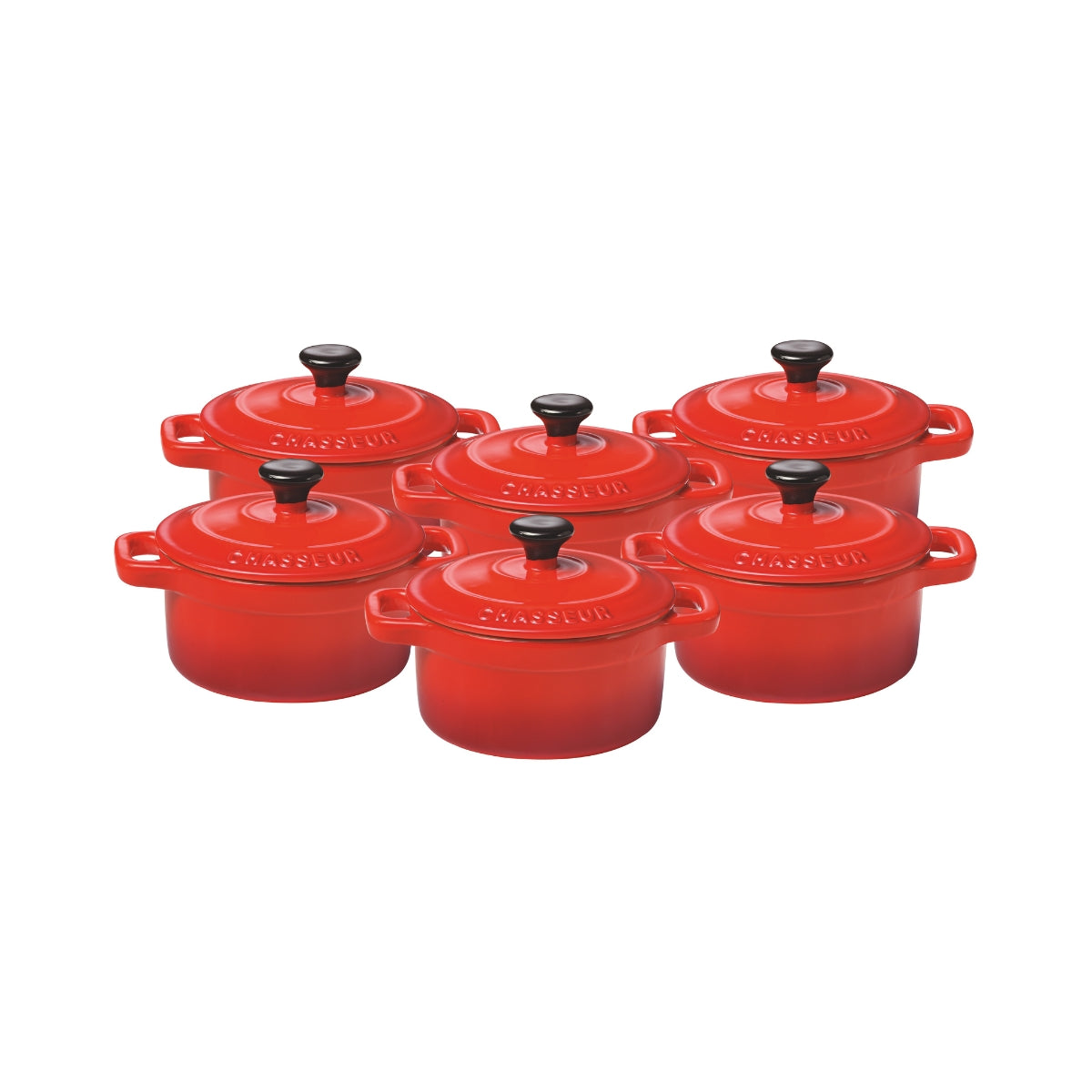 Chasseur Lacuisson Mini Cocotte Set of 6 Red