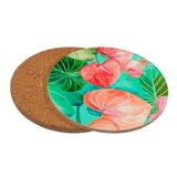 Teas and Cs Tropicana Round Cork Back Coaster 10cm Set of 4 Gift Boxed