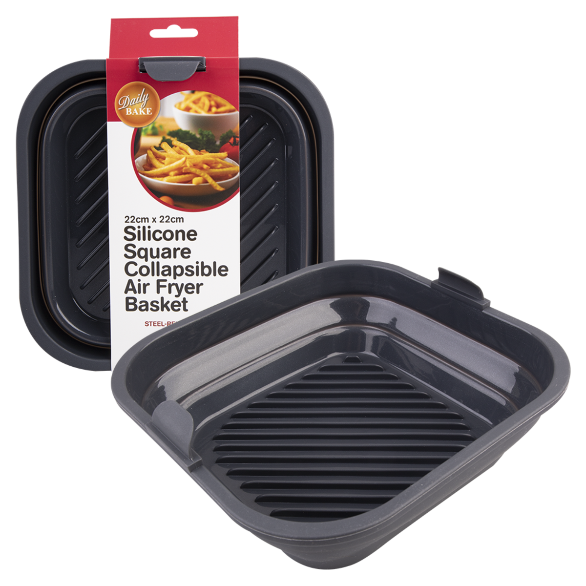 Daily Bake Silicone Square Collapsible Air Fryer Basket - 22cm