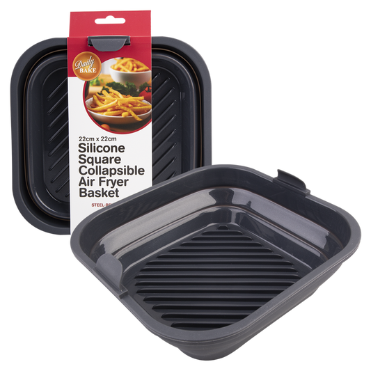 Daily Bake Silicone Square Collapsible Air Fryer Basket - 22cm