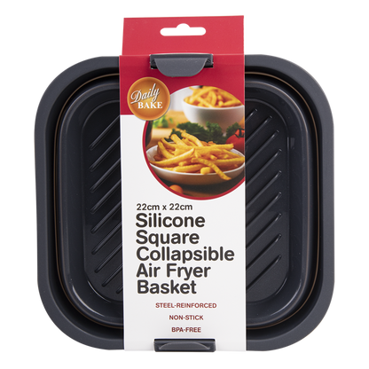 Daily Bake Silicone Square Collapsible Air Fryer Basket in Packaging