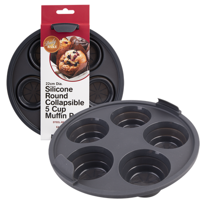 Daily Bake Silicone Round Collapsible 5 Cup Muffin Pan 22cm