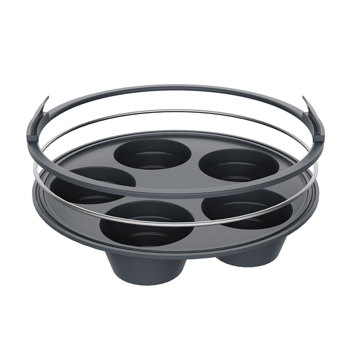 Daily Bake Steel Reinforced Silicone Round Collapsible 5 Cup Muffin Pan