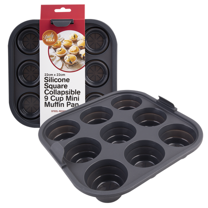Daily Bake Silicone Square Collapsible 9 Cup Mini Muffin Pan 22cm