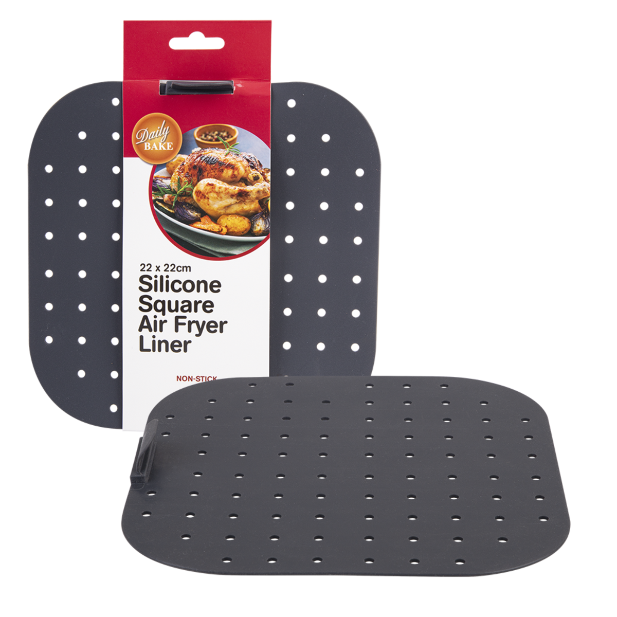 Silicone Square Air Fryer Liner 22x22cm Daily Bake Matchbox