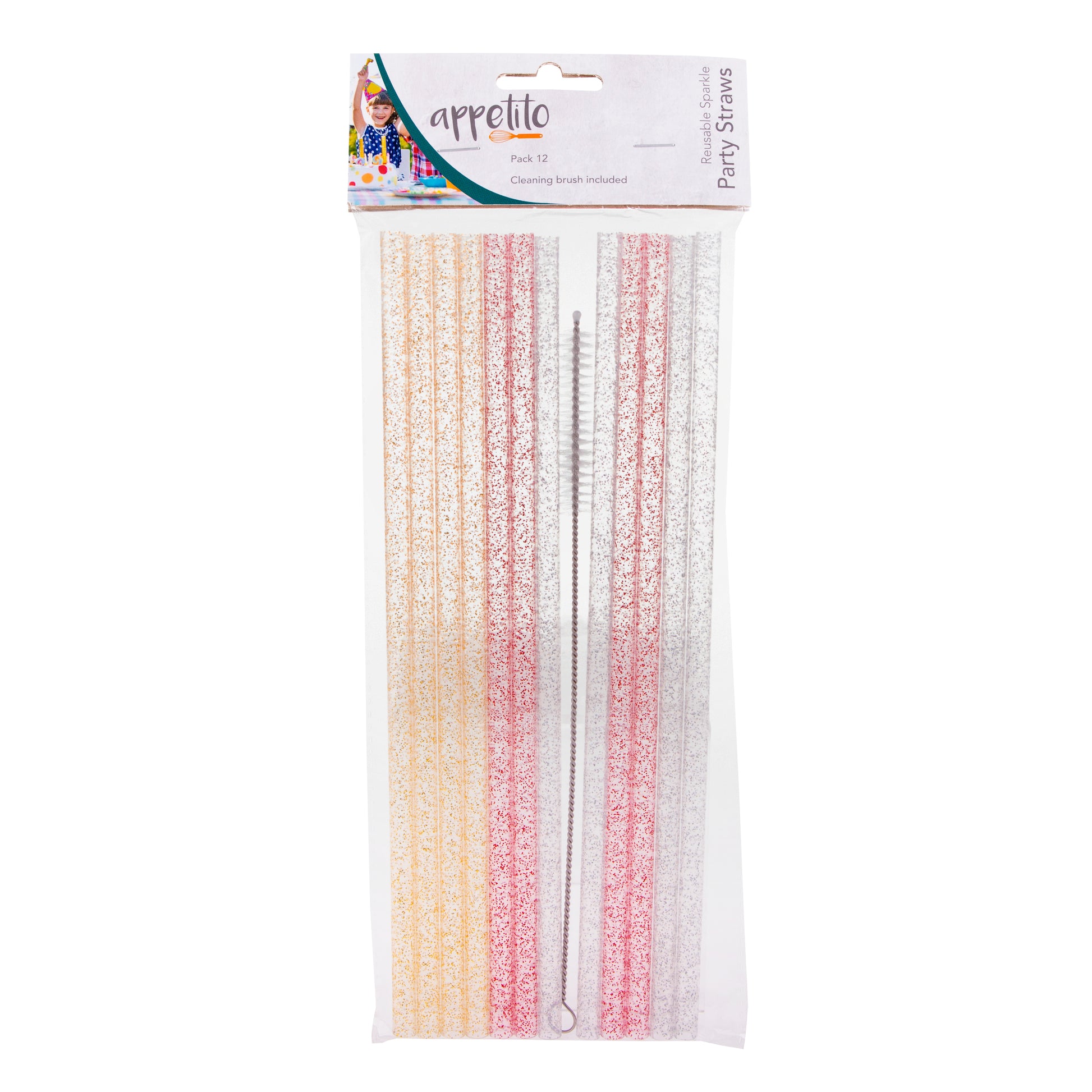 Appetito Reusable Sparkle Party Straws