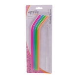 Translucent Silicone Bent Straws Set 4 With Brush