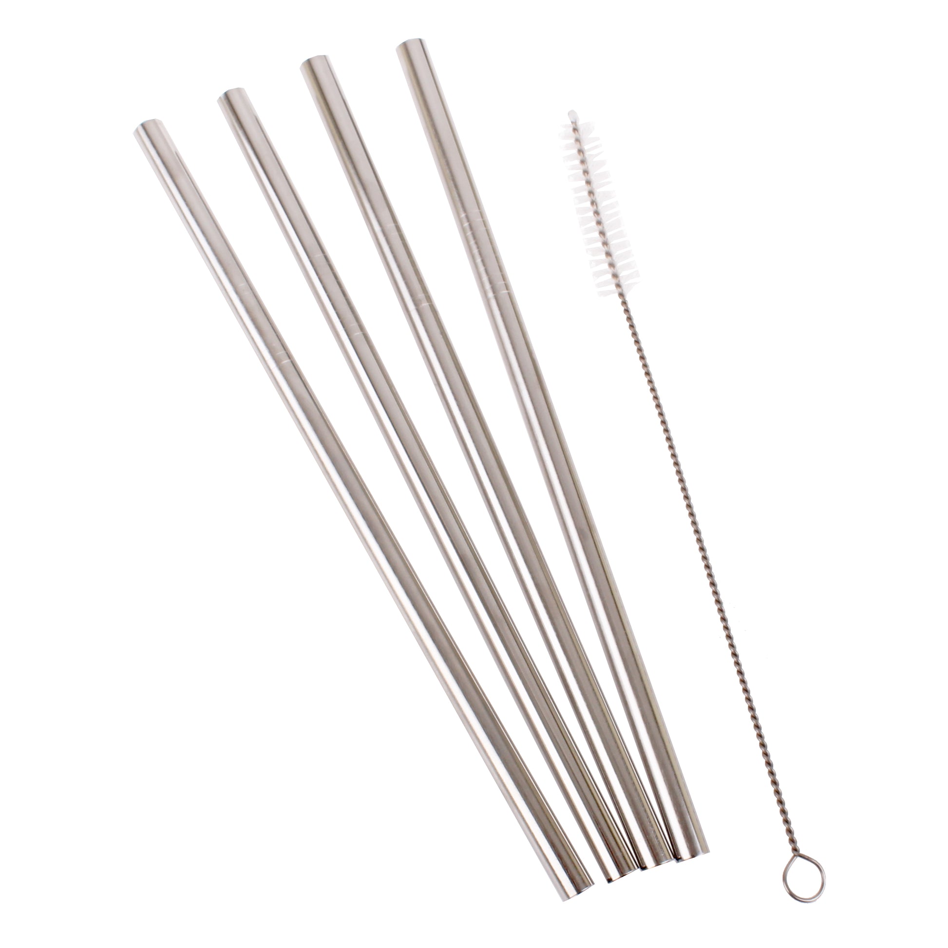 Appetito Stainless Steel Straight Smoothie Straws with Straw Cleaning Brush