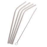 Appetito Stainless Steel Bent Smoothie Straws Set of 4