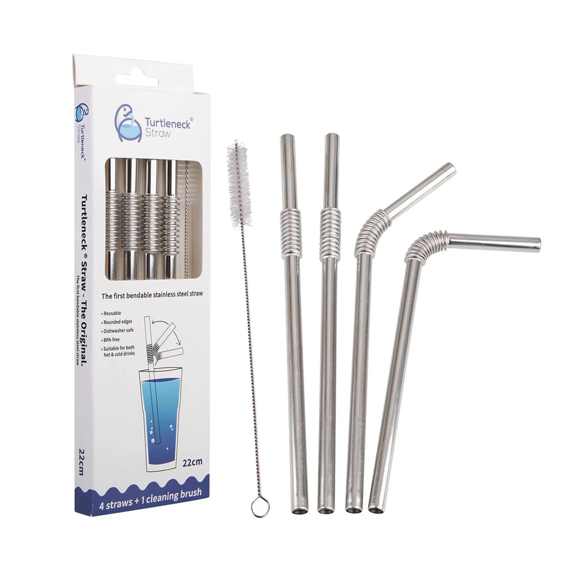 Turtleneck Straw Stainless Steel Flexible Straws Set of 4