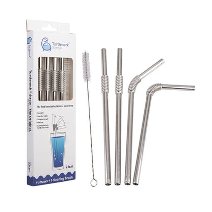 Turtleneck Straw Stainless Steel Flexible Straws Set of 4