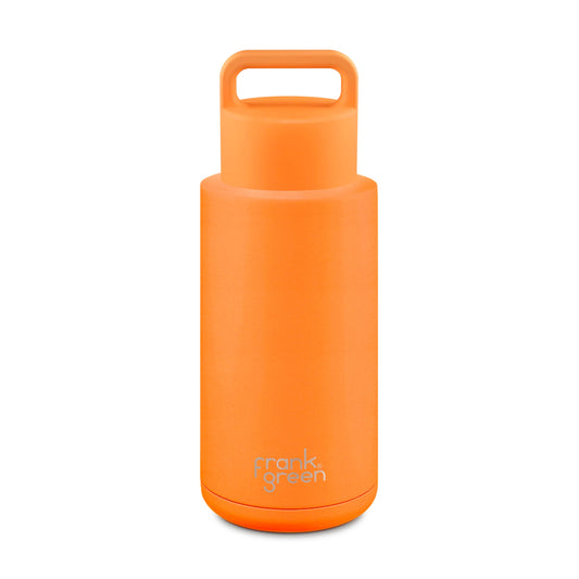 frank green 34oz Reusable Grip Bottle - Neon Orange