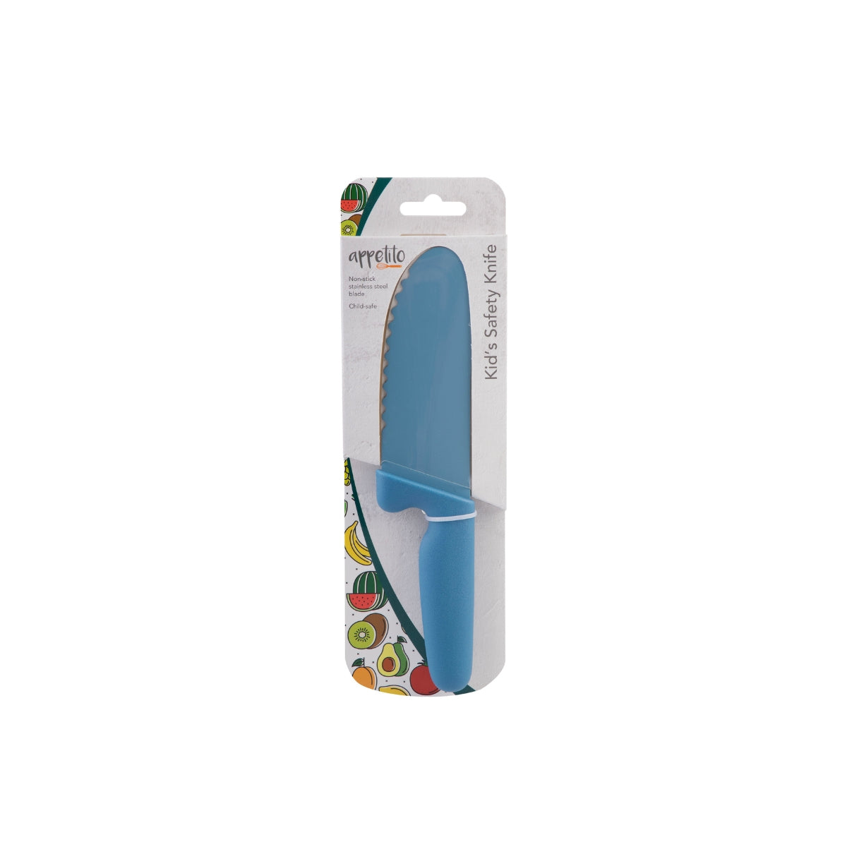 Appetito Kids Safety Knife With Non-Stick Serrated Blade - Blue