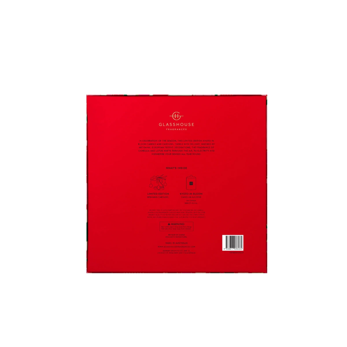 Glasshouse 380g Candle with Spinning Carousel Gift Set - Christmas - Kyoto in Bloom - 2024