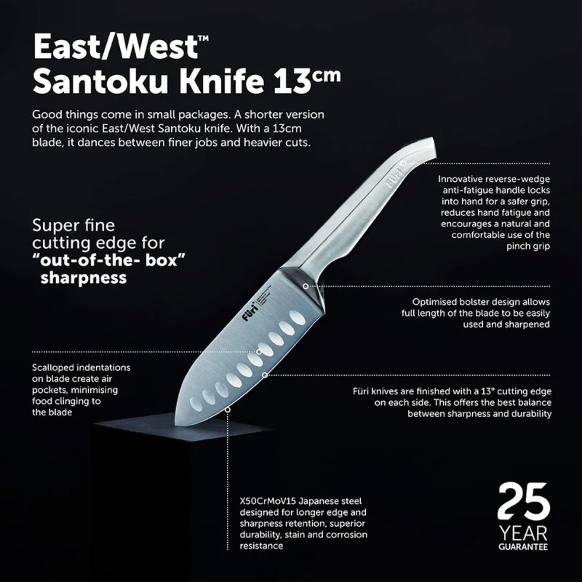 Furi Pro East/West Santoku Knife 13cm