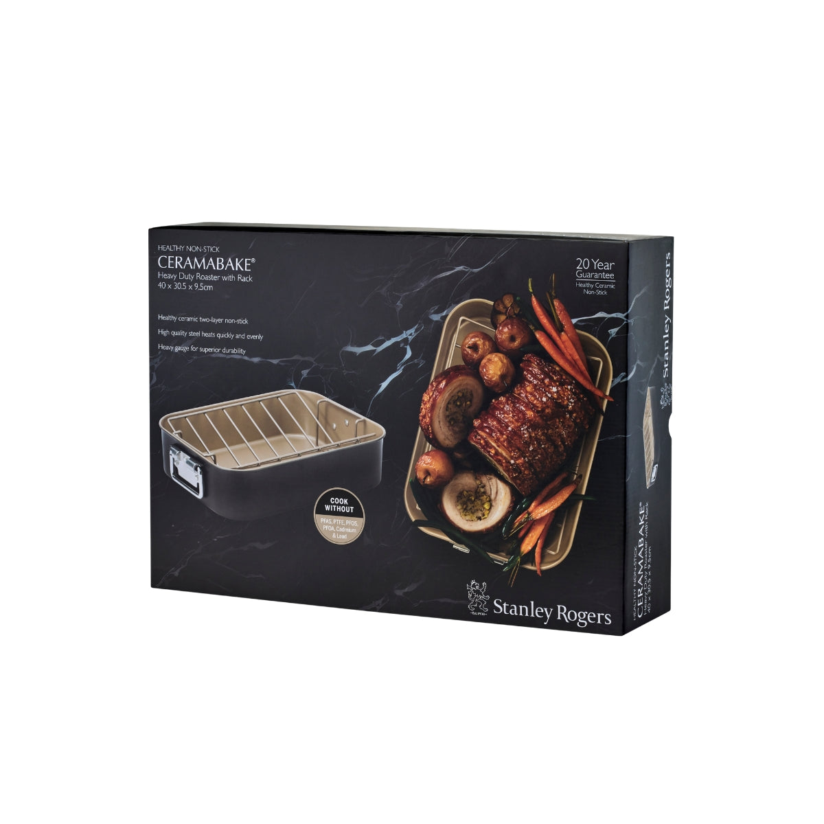 Stanley Rogers Ceramabake Roaster with Rack 33.5 x 46 x 11.5cm