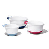 Oxo Good Grips 3pce Mixing Bowl Set | Small medium and large with navy, red and blue accents
