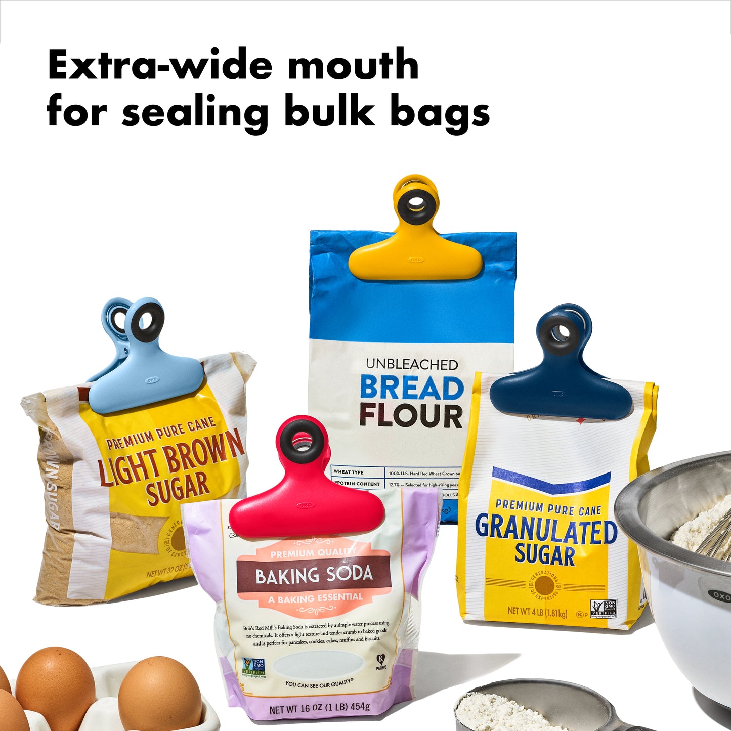 Oxo Good Grips Heavy Duty Clips with Extra-wide mouth for sealing bulk produce bags