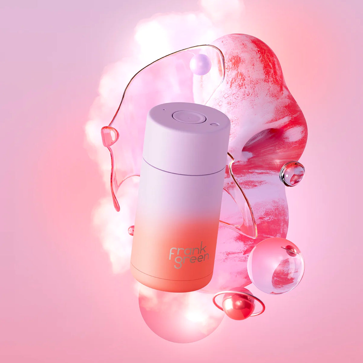 frank green 12oz Reusable Cup - Push Button Lid - Lilac Haze / Living Coral
