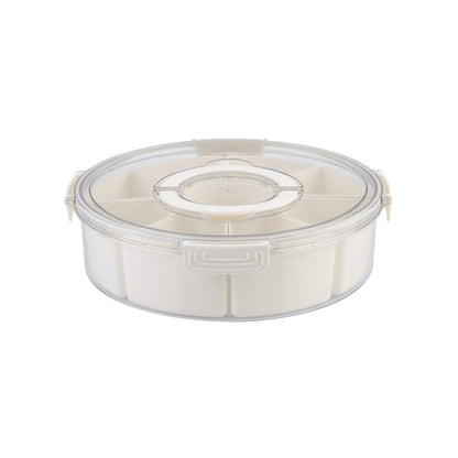 Pizzazz Round 9 Compartment Grazing Box with Carry Handles - Cream