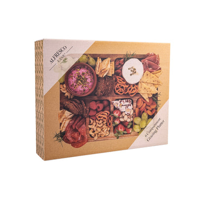 Alfresco Lane Acacia Wood 6 Compartment Rectangular Grazing Platter With Lid