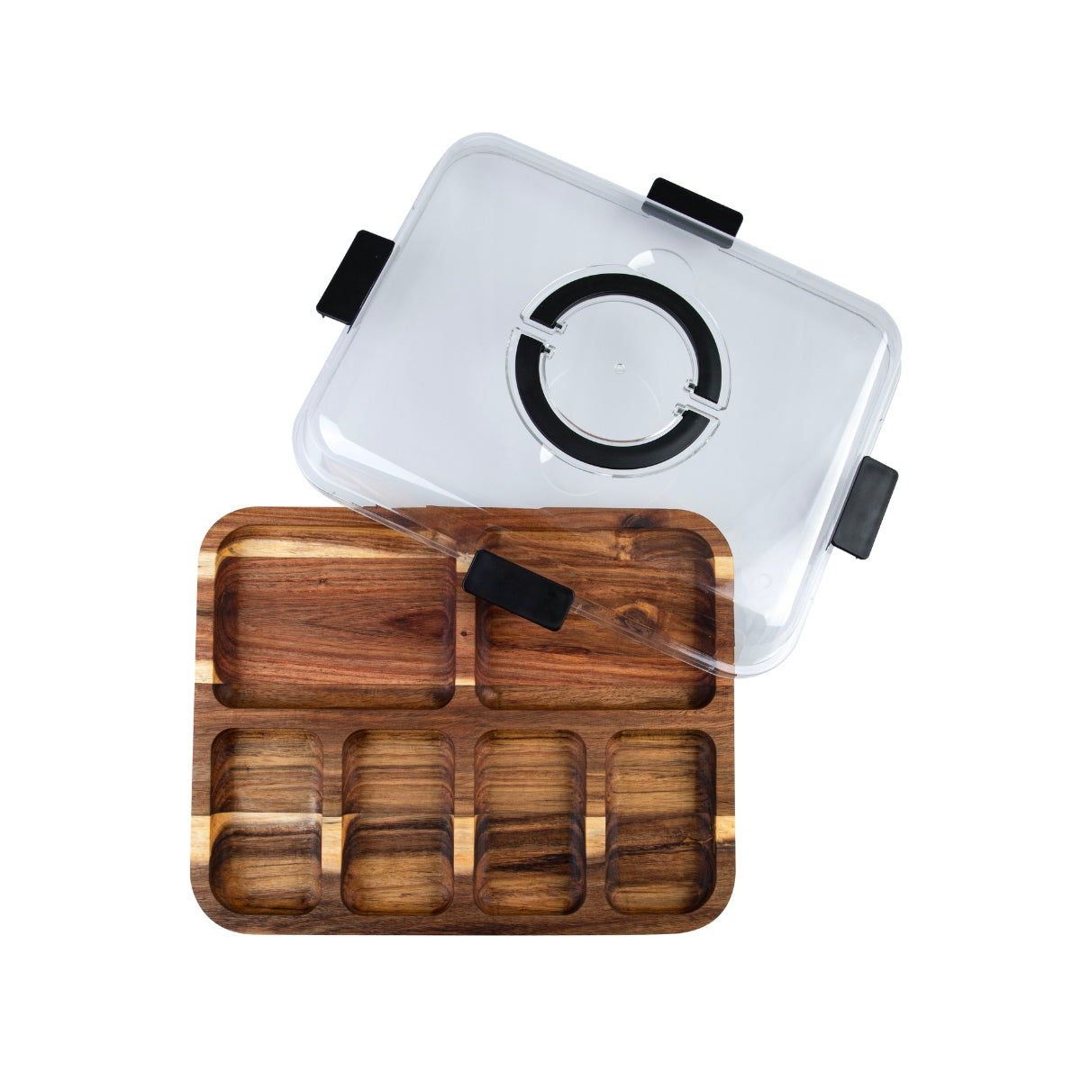 Alfresco Lane Acacia Wood 6 Compartment Rectangular Grazing Platter With Lid