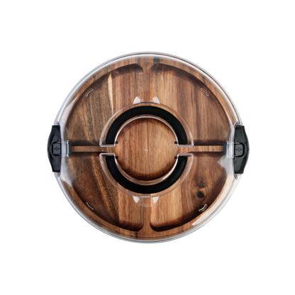 Alfresco Lane Acacia Wood 5 Compartment Round Grazing Platter With Lid