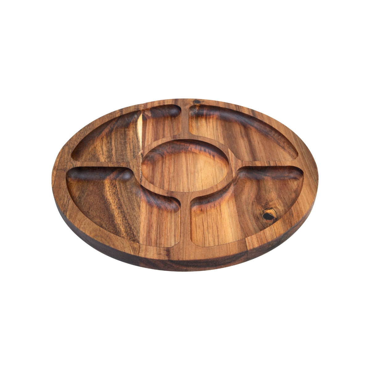 Alfresco Lane Acacia Wood 5 Compartment Round Grazing Platter With Lid