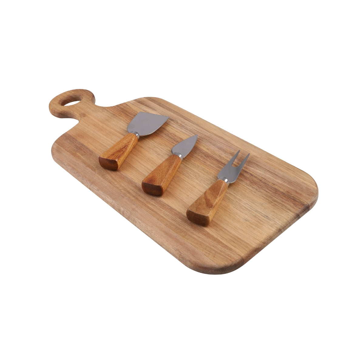 Alfresco Lane 4 Pce Oblong Acacia Wood Cheese Paddle With Knives - 43 x 20cm